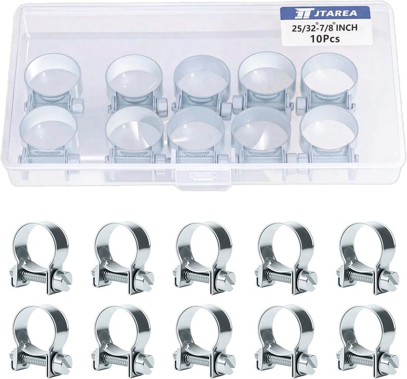 JTAREA 20-22MM Fuel Injection Hose Clamps 25/32"-7/8" Gas Line Clamps Pipe Clamp for Automotive Diesel Petrol Pipes - Image 1